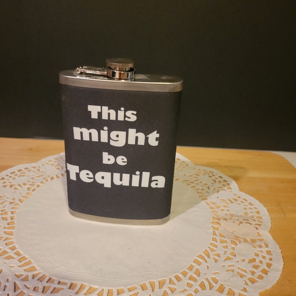 Mugzie brand 7 Oz Hip Flask with Insulated Wetsuit Cover - Might be Tequila